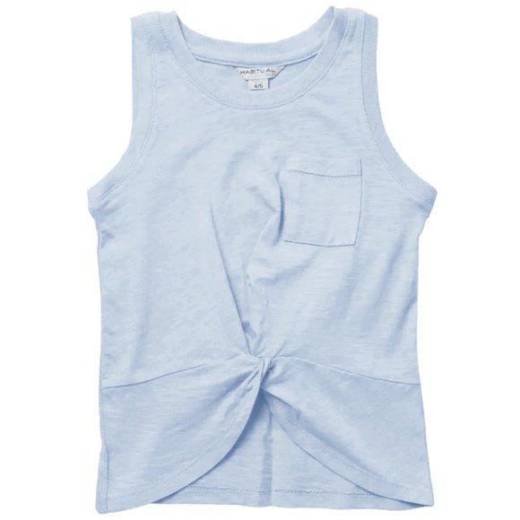 NEW HABITUAL Kid Lola Front Twist Knotted Pocket Asymmetric Tank Top Muscle Tee